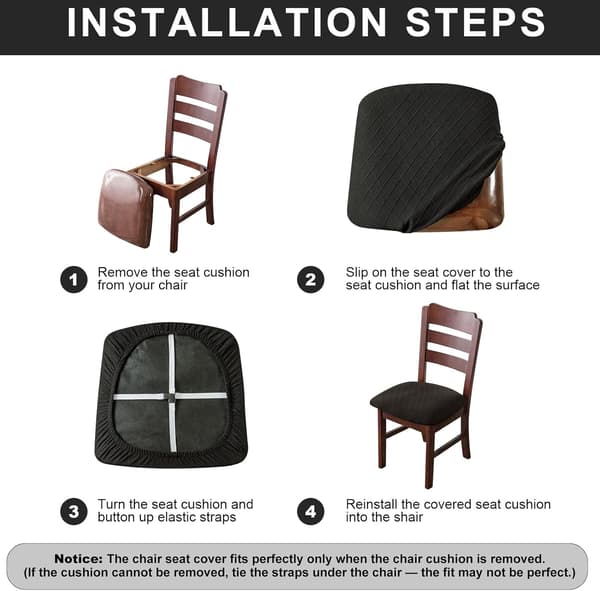Waterproof Dining Chair Seat Covers (Navy Blue, 6 Pieces)