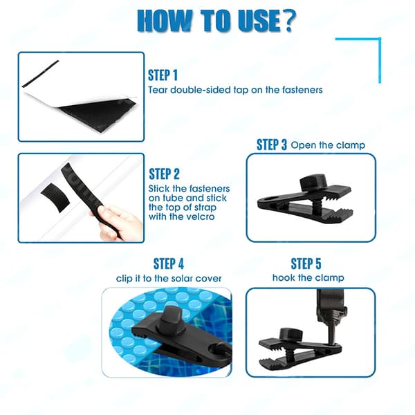 6-delars Pool Solar Cover Reel Strap Universal Kraftig för Ovanjordspooler