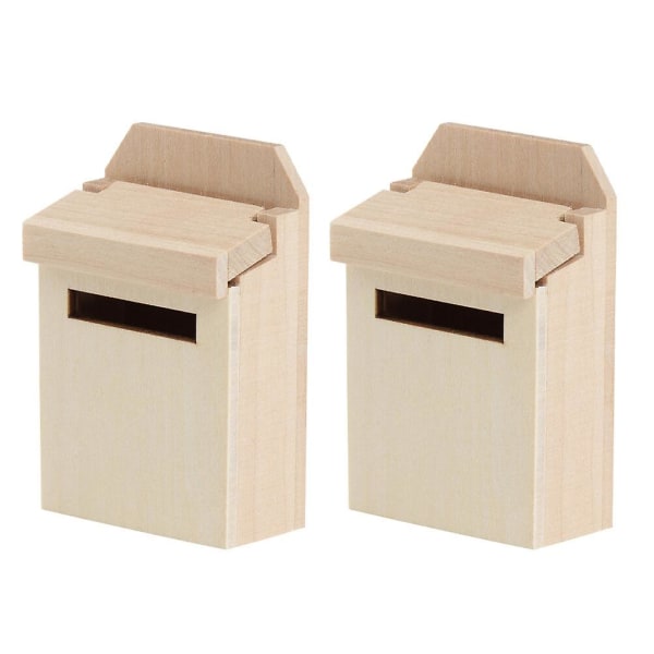 2 st Vintage inredning trä brevlåda mini förslagslåda miniatyr funiture modell brevlåda leksak mini postlåda 7x4,5 cm 7X4.5CM