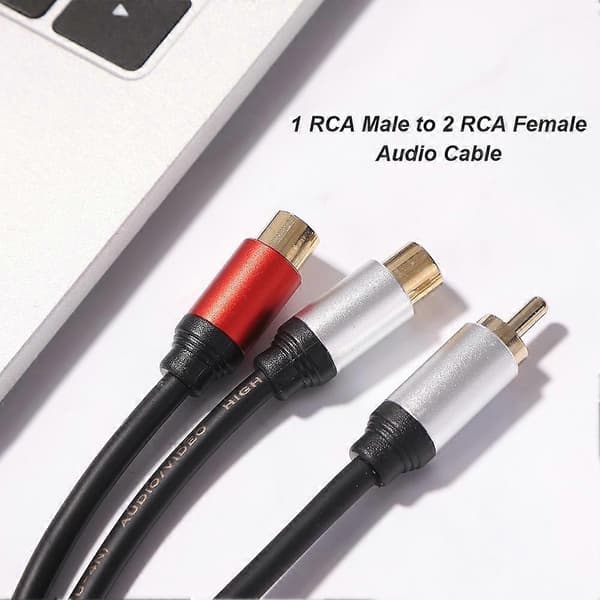 1RCA Han til 2RCA Hun Lydkabeladapter til DVD TV Laptop Bærbar RCA Lyd Y Splitter Kabel