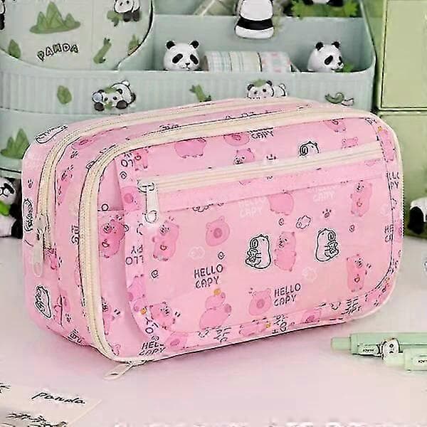 9-Layer Pencil Case, Extra Large Capacity, Durable Oxford Cloth Pink Pink