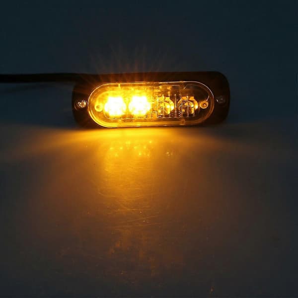 4 stk. 4 LED ravfarvede advarselslys 12V 24V orange grill havari blinkende [DB]
