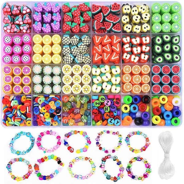 Armbåndssett med polymerleireperler, morsomme perler DIY-tilbehør