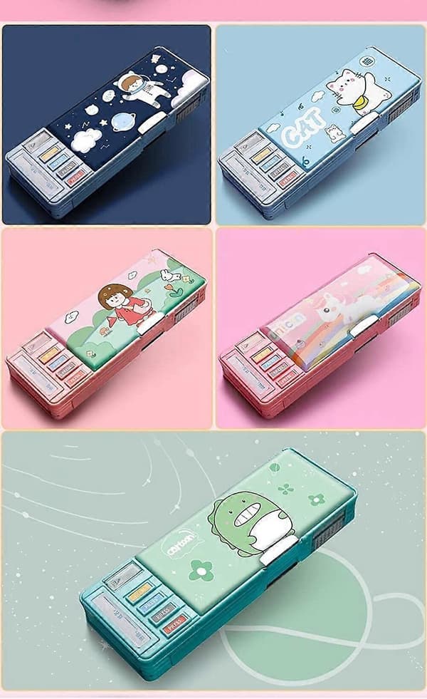 Multifunctional Stationery Box High-tech Cool Boy Automatic Pen Box Children Primary School Students with Creative Large Capacity Pen Box