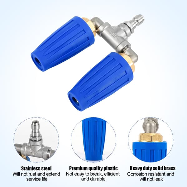 Dubbel turbo munstycke högtryckstvätt med 5 munstycken, 4000 PSI högtryckstvätt snabbkoppling munstycke (blå) Blå Blue