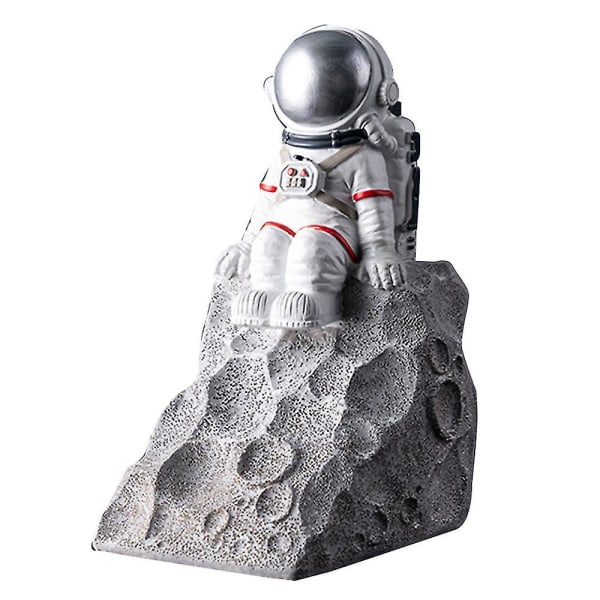 Resin Astronaut Bogstøtte Skrivebords Ornament (sølv)