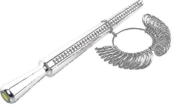 Ringstørrelsesmåler, 4 størrelser Ringmålestav Metall Dorn & Fingerstørrelsesmåler Sett