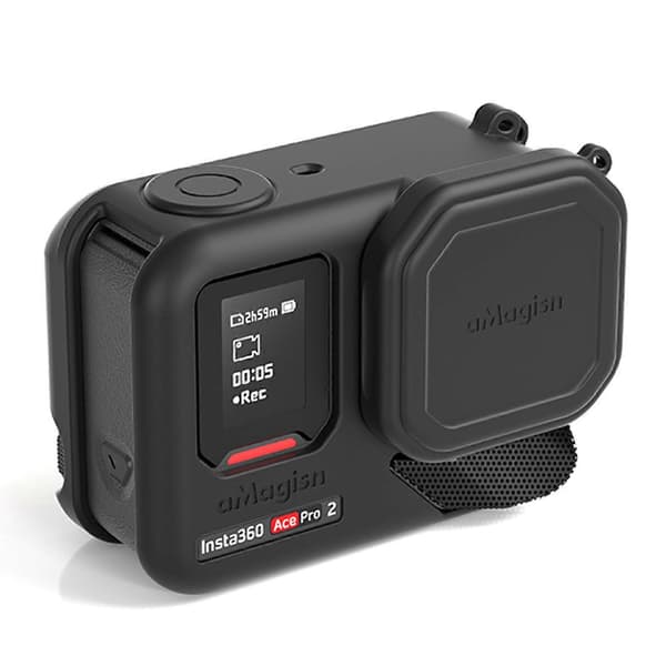 AMAGISN Silicone Protective Case for Insta360 Ace Pro 2 Action Camera with Lens Cap and Lanyard