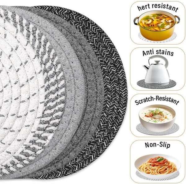 Coaster Set for Hot Dishes, 5 Heat-Resistant Pot Holders for Kitchen Counter, Table, Home, Stain-Resistant Trivets for Hot Pots