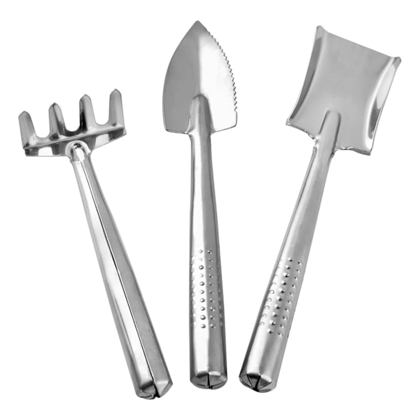 3-delad miniträdgårdsverktygssats i rostfritt stål, liten spade, kratta, spade, trädgårdssats, lätt handspatel, transplantation