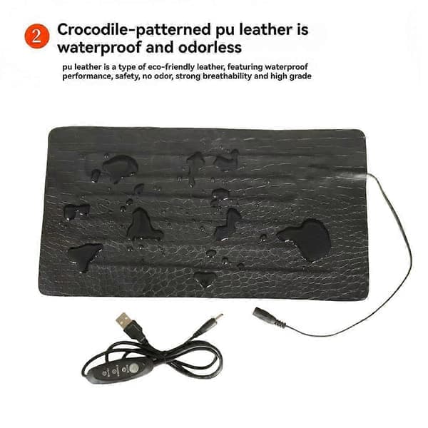 USB Leather Heating Pad for Reptiles and Turtles, Reptile Heating Pad with Adjustable 3-Level Temperature, Waterproof 22x15CM 22*15Cm