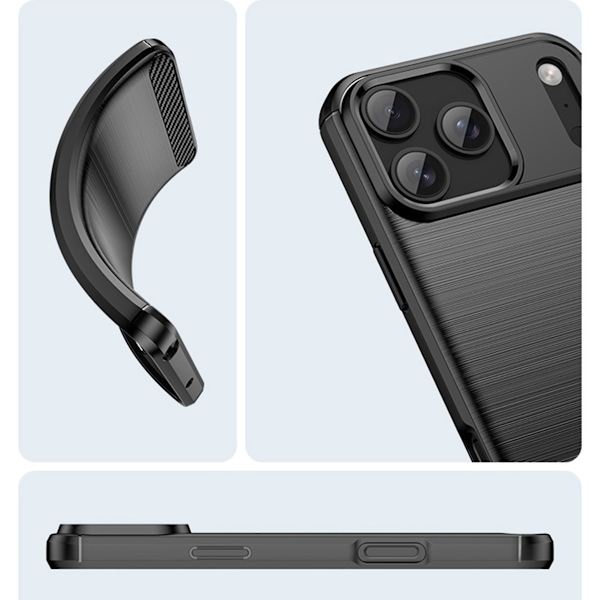 Black Carbon Fiber Texture TPU Phone Case Compatible with iPhone 17 with Stand & Magnetic Function