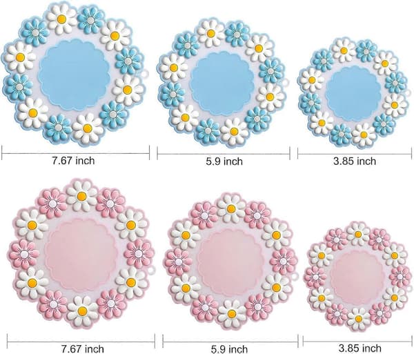 Sett med 1 Søte Daisy Silikonunderlag Drikke Kopp Matte Varmeisolering Ta