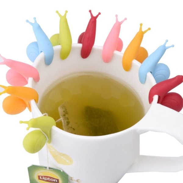 Utsökt snigelform silikon tepåsehållare mugg godisfärger Söt-söt snigelform silikon tepåse green 10PCS