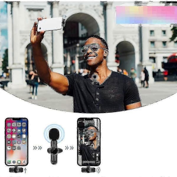 Wireless Lavalier Microphone for iPhone iPad, Plug and Play Wireless Mic for Recording, Live Streaming, Youtube, Tiktok, Noise Reduction, Automatic
