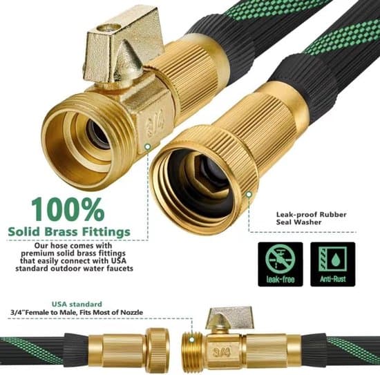 Garden Hose 30 m - Flexible Hose with 10-Function Spray Gun - Solid 3/4\" Brass Fittings - Lightweight and Kink-Free - Green/Black