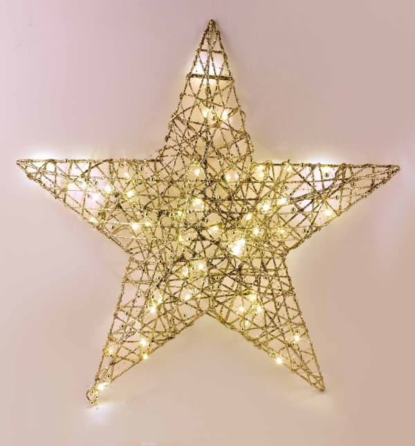 LED-dekorationsstjärna plast SANTA LILA 45x6 cm guldig 1st