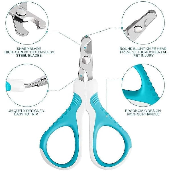 Pet Nail Clippers - Sharp Stainless Steel Angled Blades for Easy Home Use