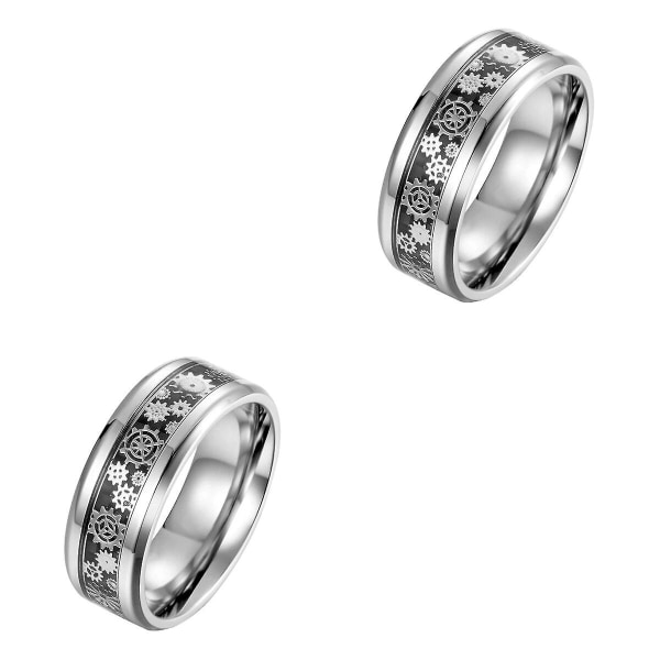 3 st män titan stålring kreativa mekaniska kugghjulsformade fingerring mode cool ring smycken 2 pcs 1.82*1.82cm