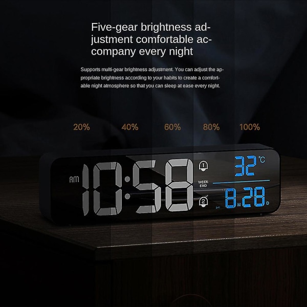 LED Digital Väckarklocka Temperatur Datum Display Spegeldator Klockor Hem Bord Dekoration Bord