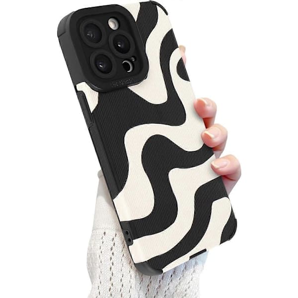 iPhone 15 Pro Max Case, Cute Zebra Wave Pattern Design Case for Women Girls Soft TPU Bumper Anti-Scratch Shockproof Full Camera Protection Case