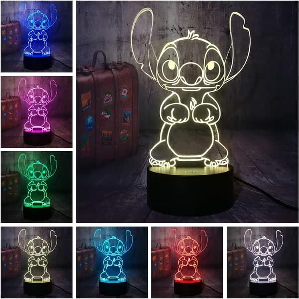 Lilo Stitch -lamppu, sarjakuvahahmo, söpö Stitch-hahmoystävät, 3D LED-FF-