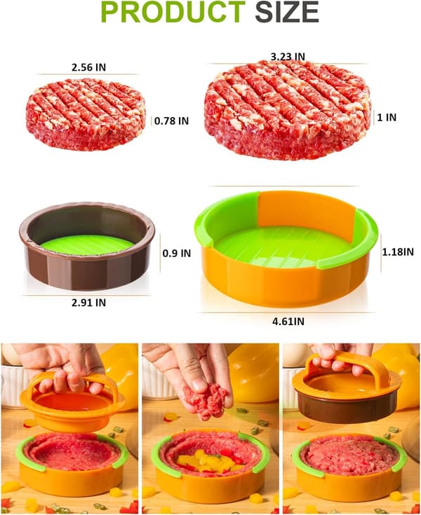 3-i-1 Non-Stick Hamburgerpress Patty Maker, Sliders, Veggie- & Nötfärsbiffar, Lätt att Rengöra