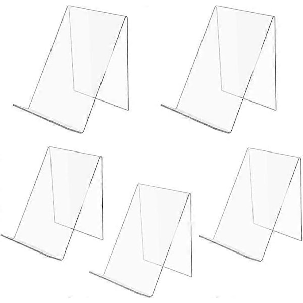 Pakke med 5 akryl bogstøtter, bogstativ, brochurestativ, bogholder, akrylstativ, 13 x 11,5 x 10 cm, transparent, produktholder, produktstøtte, i
