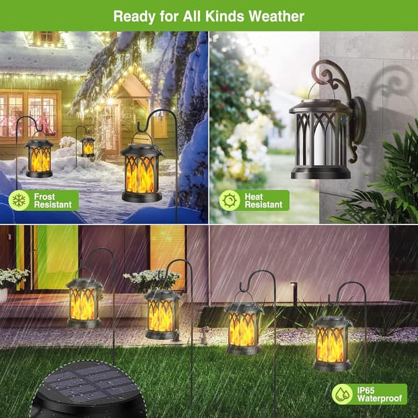 Solar Garden Lights 2-Pack, Waterproof LED Outdoor Lights with Flickering Flame [GKS]