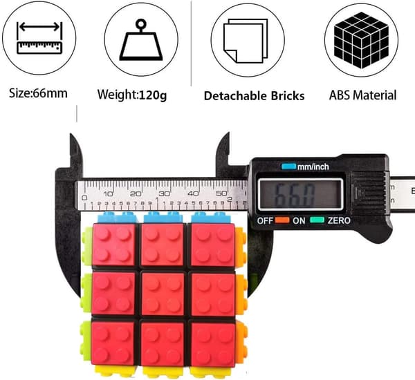Speed Magic Cube 3x3, Puslespill Hjernegymnastikk Magic Cube med base og klosser, 2-i-1 Klassiske leker for barn voksne gutter jenter gaver 6.6*6.6*6.6cm