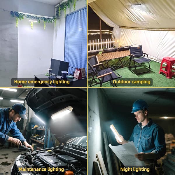 Magnetic Work Light, Rechargeable Magnetic Lamp with Hooks & USB Power Output, Battery-Powered Lamp for Mechanics/Workshop, Lamp Length 32 cm