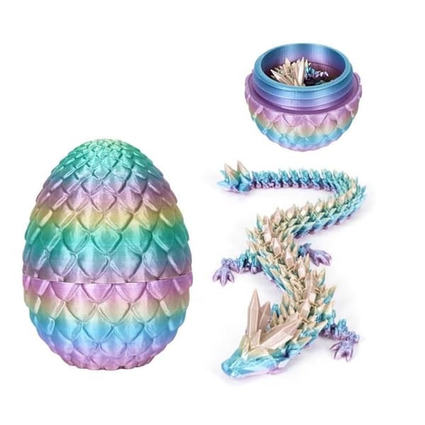 3D-printed Dragon Egg, Mysterious, Realistic, Articulated Toy, Lifelike, for Easter, Christmas, Office Decoration, Rainbow[YJD]