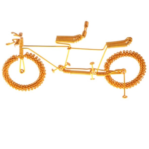 Handgjord tandemcykelmodell Metallkonst Hantverksskrivbord Kontor Handgjord cykelleksak i metall