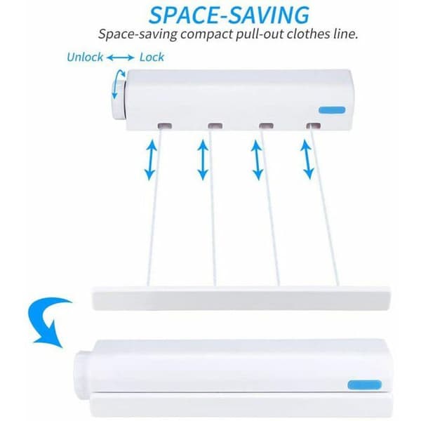 Automatic Retractable Spring Four Five Wire Clothesline Towel Dryer Towel Rack with Hooks Drying Rack YYV