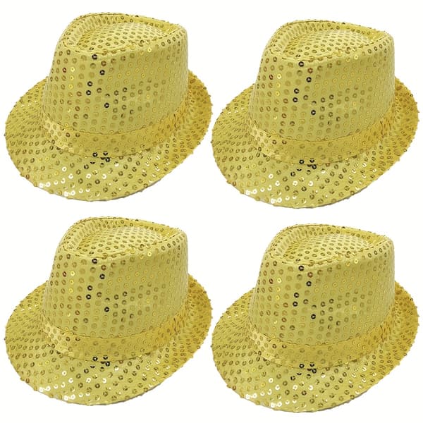 4-pack paljettkeps Unisex Western Dance Jazzhatt Glittrande Discohatt för Halloweenfirande 4Pcs 4Pcs