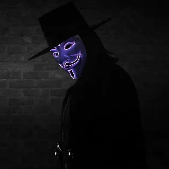 LED-mask V Vendetta-mask EL-tråd lyser upp för Halloween-kostym Cosplay-fest