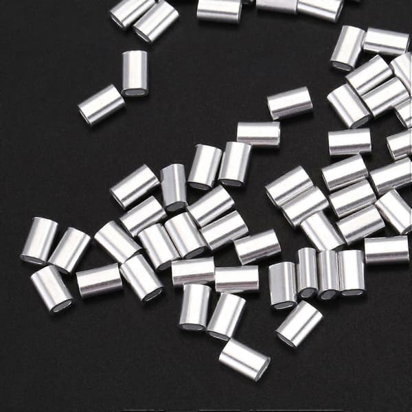 M1.5 Wire Rope Aluminum Sleeve Cable Crimp Wire Chuck Aluminum Casing 200 Pieces