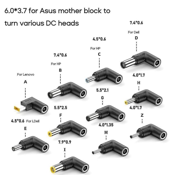 DC Strømforsyningsadapter Stik 6.0x3.7 Hun til DC 5525 7406 4506 5521 4017 Jack