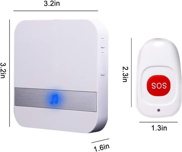 (2 til 1 Hvit) Hjemmealarm Trådløs Pasient Eldre Personlig Alarm