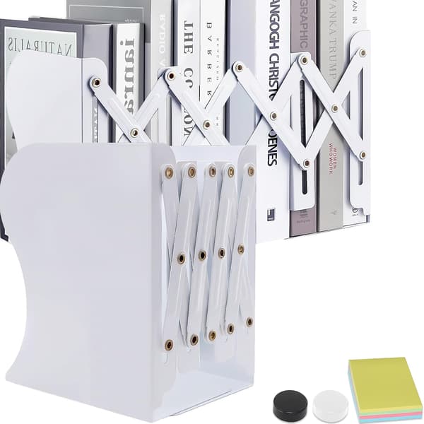 Adjustable and Sturdy Metal Bookends - Desk Organizer and Accessories for Home, School, Library