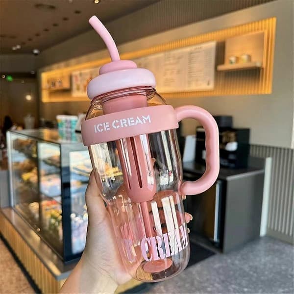 Ny 1300 ml bärbar sugrörsvattenkopp Sportvattenflaska Utomhus Resekaffekopp Löpning Ridning Ca