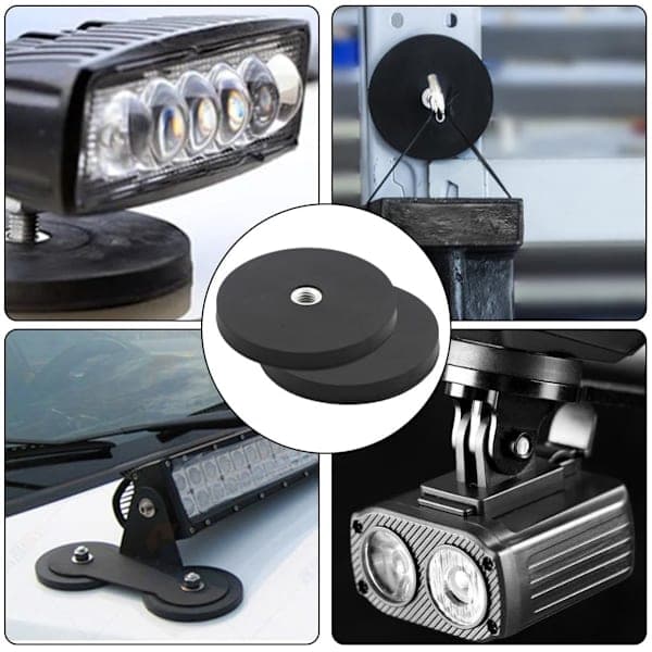 Strong rubber magnet - non-slip - 66 mm diameter - 17 kg suction force - M6 internal thread - suitable for LED strips
