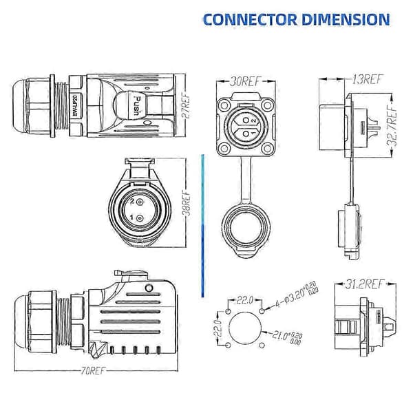 Industrial Waterproof Connector IP68 Quick Connect Circular Connector Anti-Interference Shell Connector (4 Pin) [DB]