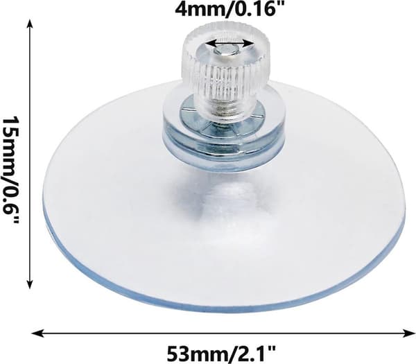 Pack of 12 Threaded Suction Cups - 53MM M4x1 - Suction Cups with Hooks - Suction Hooks - Nuts - New Transparent, Environmentally Friendly Material