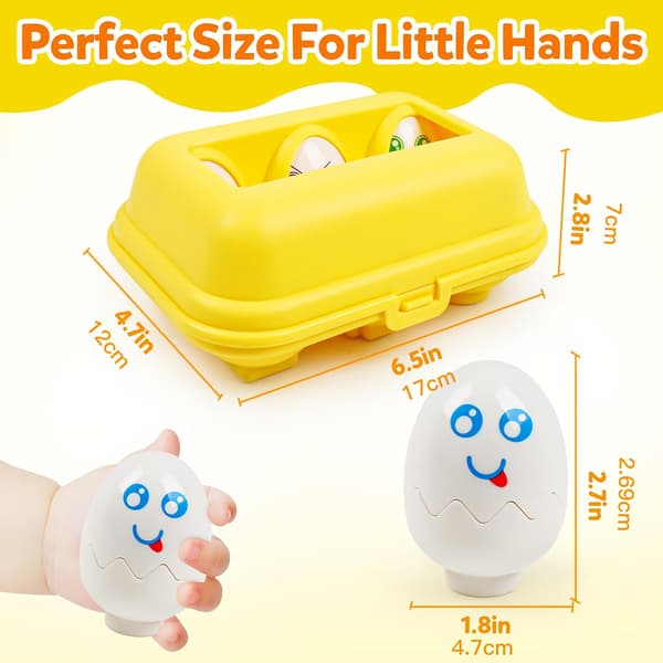 Baby Toy Egg Matching Game - 6-pack, Shape and Color Recognition, Press-Activated Fun CHICK CHICK