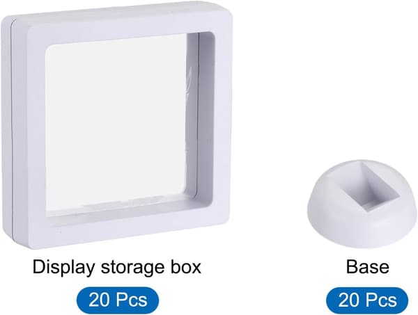 Flytande ram Displayhållare Stativ 3D Smyckeskrin med Bas 1,97 x 0,79 tum Vit Förpackning med 20