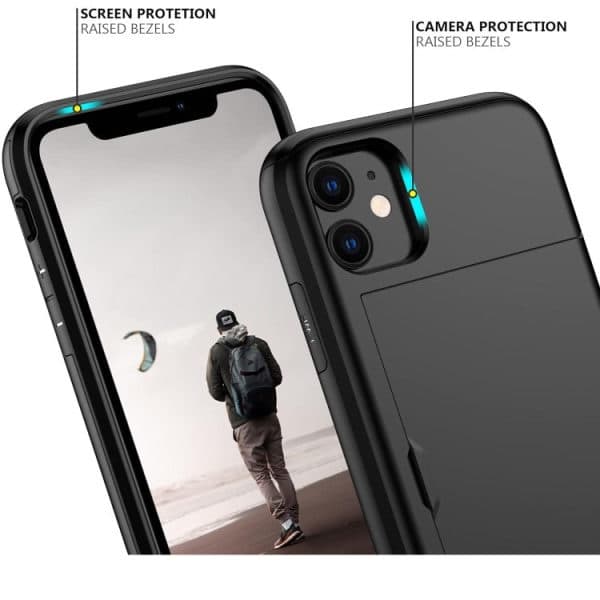 iPhone 11 - Kuori korttipaikalla Solid® Erittäin vahvistettu Musta Apple iPhone 11