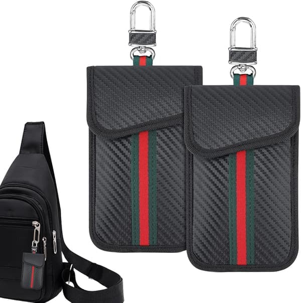 RFID Key Fob Pouch 2-pack Faraday Cage Anti-theft Signal Blocking Car Key Protector [Ho]