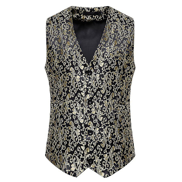 Herre Metallic Paisley Trykt Dressvest WaistcoatLgold gold L