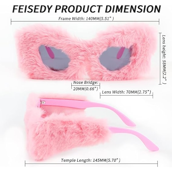 Plush Fuzzy Cat Eye Solglasögon för Kvinnor Punk Mjuka Sammet Shades Dam Handgjorda Fest Maskerad Ögon